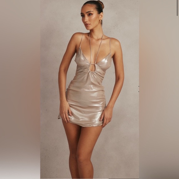House of CB Dresses & Skirts - House of CB “Lucilla Beige Shimmer Mini Dress”